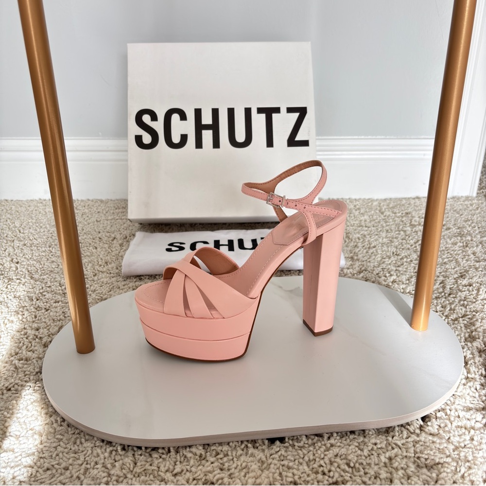 NEW IN BOX SCHUTZ x BALA Blush Pink Platform Heels Pumps SZ 8B